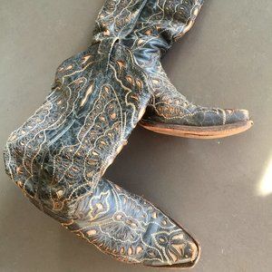 Leather Butterfly Cowboy Boots